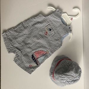 Little Me 9 mo romper with matching hat